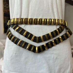 Vintage leather belt with metal details